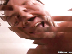 Powerful guy having massive penis is enjoying awesome threesome with two horny MILFs. The ladies are happy to get their holes banged wildly.