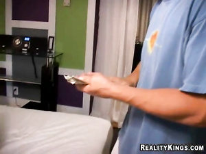 Beautiful blonde is showing her new lover her striptease and masturbation skills. She is also getting her wet pussy banged with his dick.