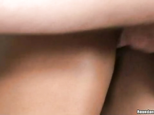 Lustful ebony brunette is taking wild oral care of her strong partner's penis. She is also getting her juicy cunt banged with his white boner.