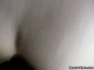 Lovely wife having pink nails is doing her best to satisfy her brutal man. She is sucking his long aggregate and massaging his balls with pleasure.