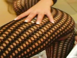 It's time to enjoy this juicy blonde in fishnet practicing rough solo on camera. She can be drilling her wide holes with toys all day long.
