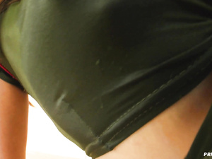 Enjoy watching busty brunette practicing hardcore solo session on the sofa. She is going mad penetrating her juicy holes with pink dildo.