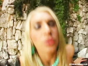 Juicy blondes are losing control fucking passionately with powerful man. They are licking his balls and playing with his long boner wildly.