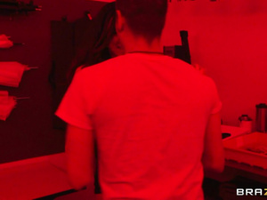 Enter the red room and see the powerful man punishing the busty brunette. He is enjoying blowjob and banging her with his thick dick.