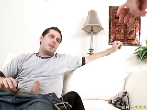 Say Hello to lovely brunette deepthroating big boner of her handsome lover. She is also letting him penetrate her wide ass hole wildly.