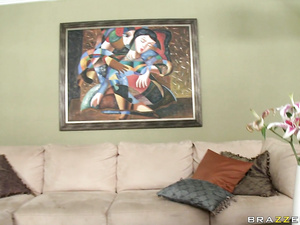 Chubby wife is ready to be fucking with her partner all day long. She is touching her huge breasts when being banged by this strong guy.