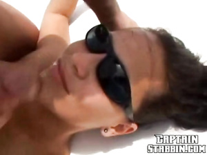 Horny brunette having natural tits is sucking her man's big cock and showing tits fucking skills. Her tight ass hole is getting penetrated too.