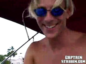 Nobody is fucking babes wilder than this strong blonde man. Now he is penetrating sweet holes of lovely brunette on his big boat.