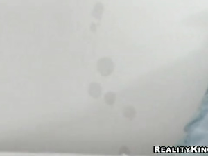 Horny brunette is losing her mind fucking passionately with strong guy. Her blonde GF is also getting banged with big boner of handsome man.