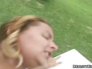 Be ready to meet the hottest Brazilian blonde you have ever seen. She is sucking her lover's cock and getting penetrated in the street.