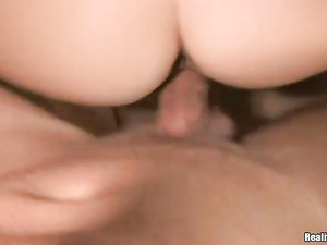 Horny chick having short brunette hair and wearing sexy red bra is ready for hardcore sex. She will never forget this great first time sex.