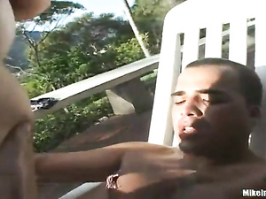Tender Latina model having blonde hair can be fucking with her lover all day long. They are sunbathing and enjoying wild sex next to the pool.
